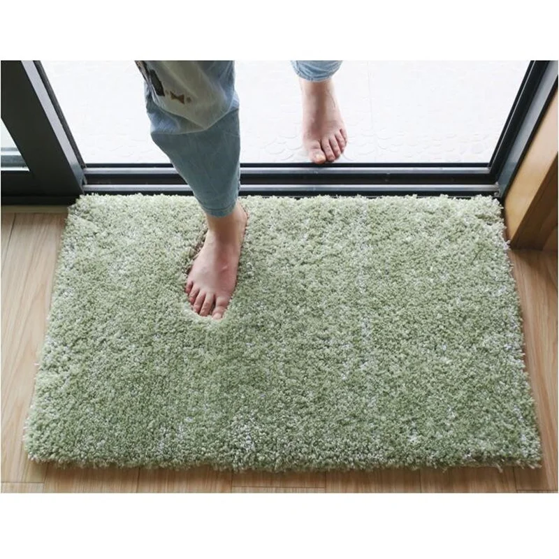 

Tender Green Floor Carpet For Bedroom Solid Bathroom Carpet Anti-slip Mat For Toilet Water Absorbent Doormat Super Soft Alfombra