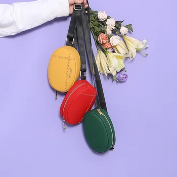 

Women's New Fashion Oval Mini Chest Bags Pack Waist Bag Round Belt Bag Casual Sports PU Handbag