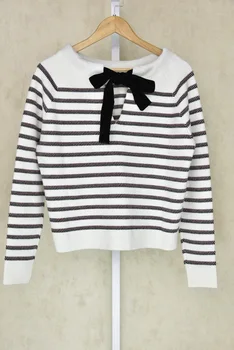 

17 Young Girl Wind Bow Stripes Knitting Shirt Mi33llau 7638