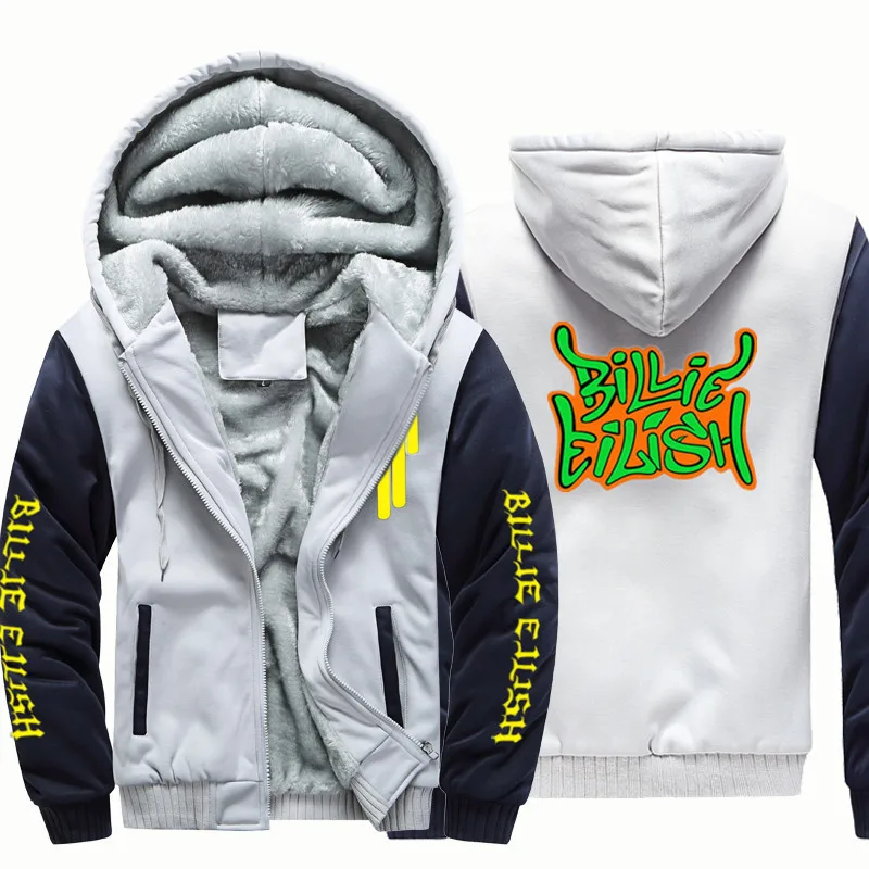 7Navy gray Утолщенная Billie Eilish, модные брендовые толстовки для мужчин s, зимняя утолщенная толстовка с капюшоном для мужчин, Толстовка для мужчин в стиле хип-хоп, пальто на молнии - Цвет: 7Navy gray