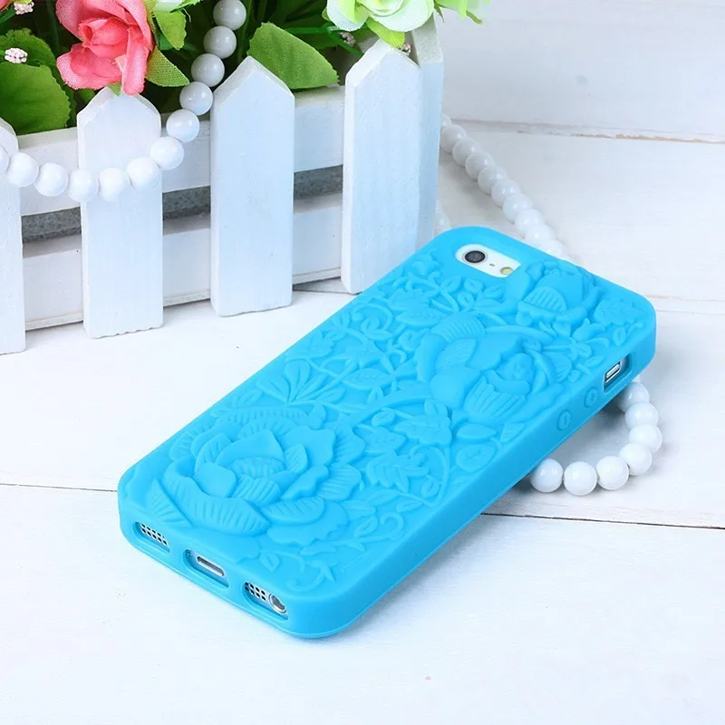 Роскошный мягкий силиконовый чехол для телефона с 3d изображением роз iPhone 4 4S 5 5S 5SE