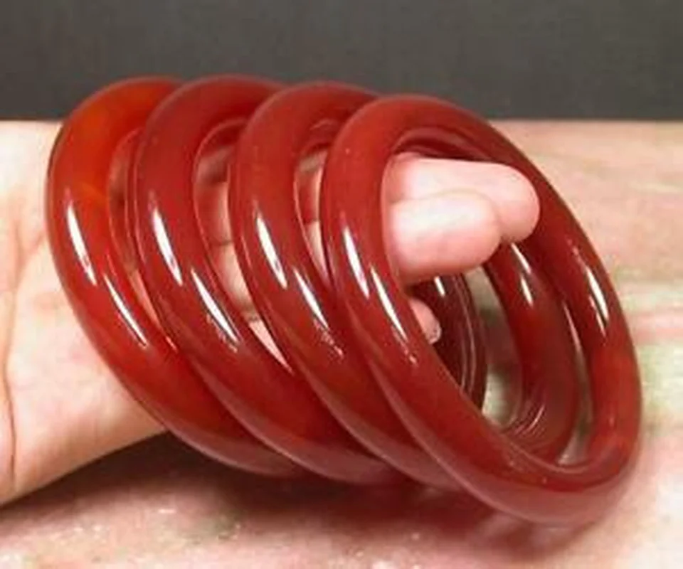 

CHINESE Red AGATE JADE Round Circle Bangle Bracelet 59-62 mm