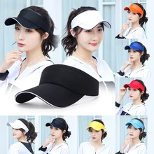 

2021 Sports Canvas Sun Cap Men Women Adjustable Cotton Visor Protection Top Empty Tennis Golf Running Solid Color Sun Hat