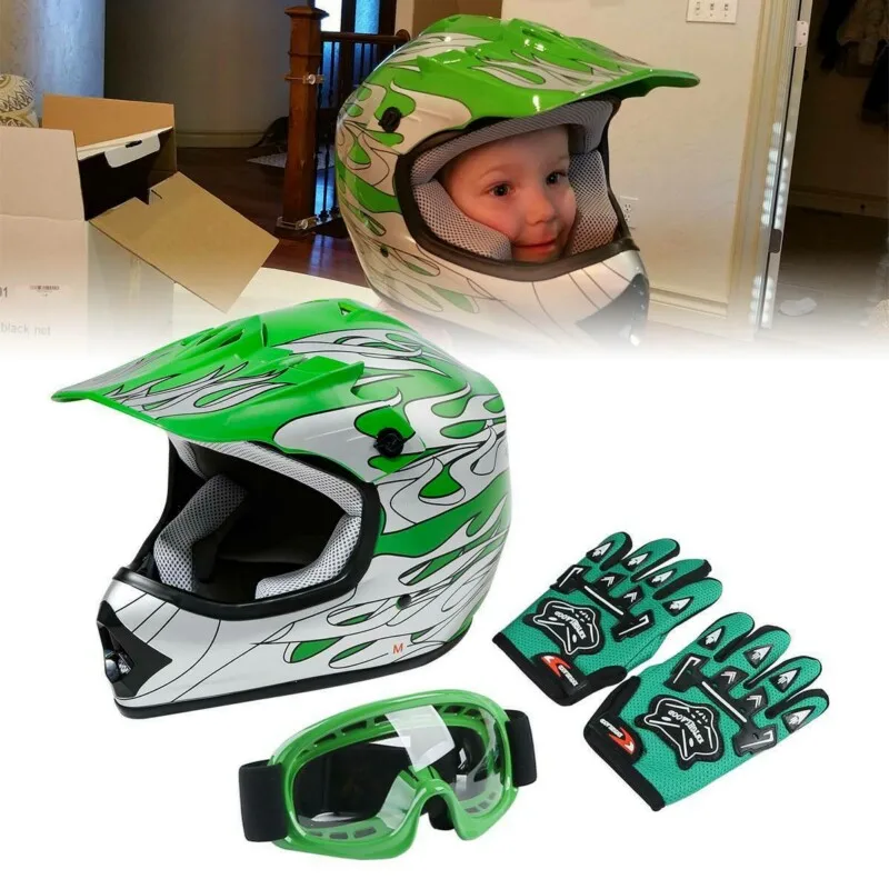 Motorcycle Youth Kids Helmet Green 