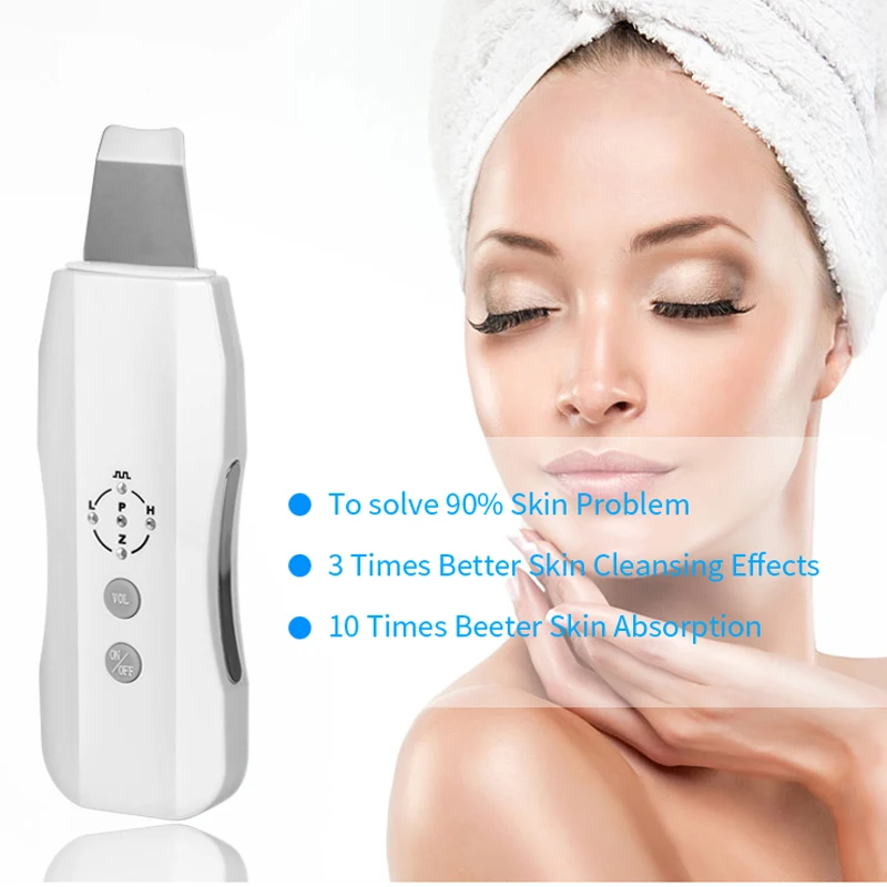 Ultrasonic Skin Scrubber Massager Machine Facial Skin Cleaning Anion Face Skin Care Ultrasound Peeling Skin Scrubber