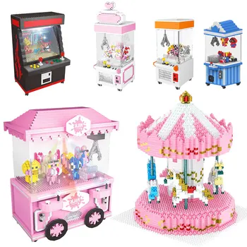 

Playground Clip Doll Catcher Game Machine Birthady Cake Super Mario Ship DIY Diamond Mini Building Small Blocks Toy no Box