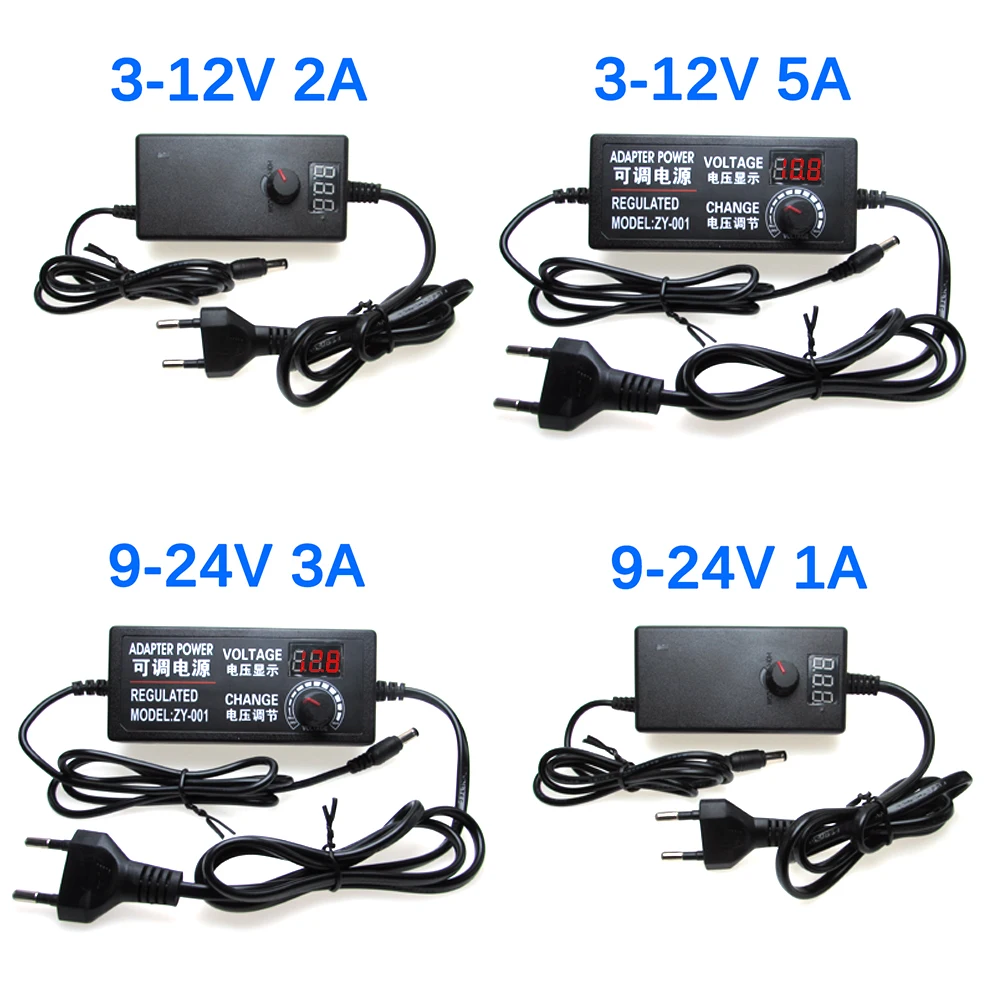 AC DC Регулируемый 3 в 5 6 9 12 В 15 18 24 источник питания 1A 2A 5A AC/DC Импульсный блок адаптер
