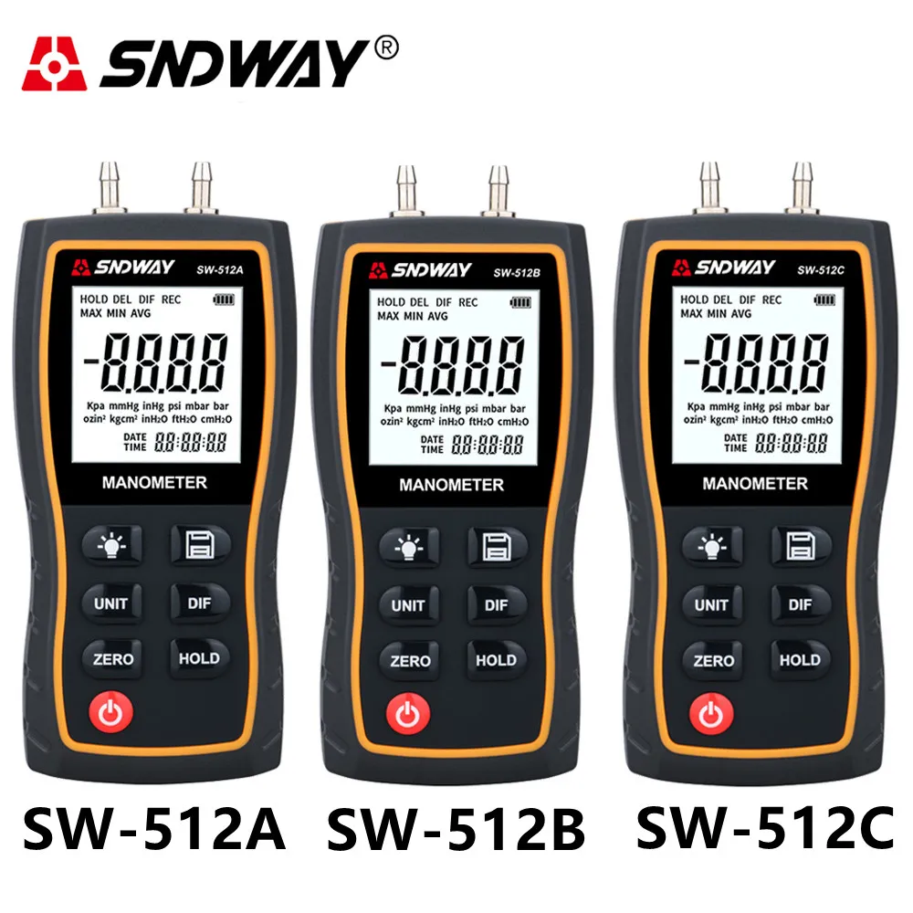 SNDWAY 512A/B/C Цифровой Дифференциальный Манометр Ручной пресс ure измеритель