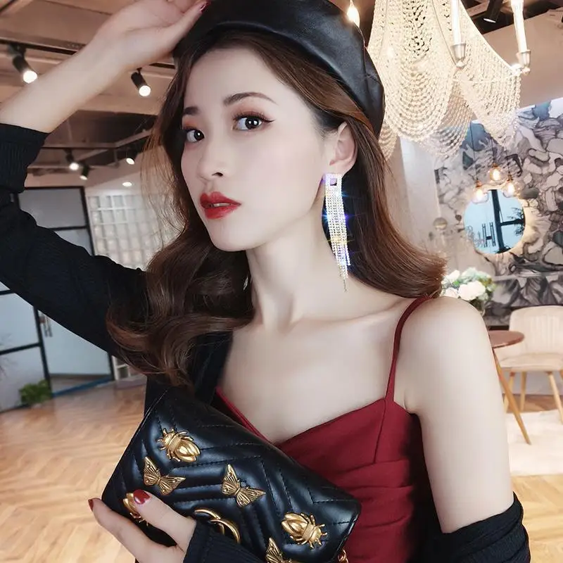 Exknl серебряный цвет стразы разразумные свадебные серьги для женщин Висячие