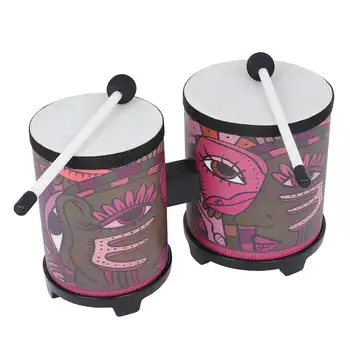 

Connecting Bongo-Drum Mounchain Indian Decal Bongos Drum With 2 Pcs Drumsticks for Percussion Instruments Parts