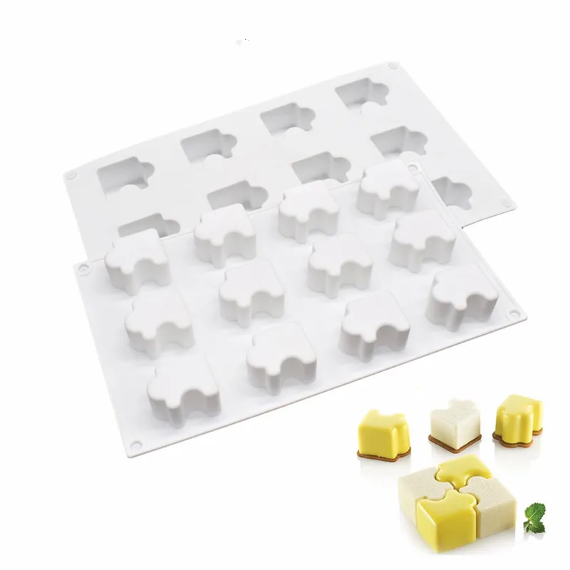 

12 Cavity Silicone Mold Jigsaw Puzzle Non Stick Dessert Pastry Mold Splice Cake Square Mousse Brownie Molds Cake Baking Tools