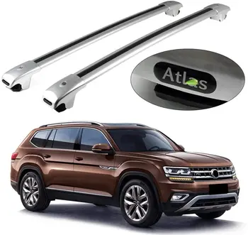 

2Pcs Fit for VW- Volkswagen- 2018-2020 Atlas Teramont- Crossbars Cross Bar Lockable Roof Top Rail Luggage Cargo Carrier - Silver