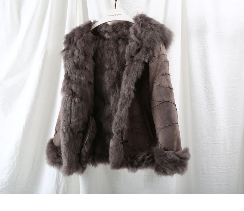 Леди Genuinr натуральном овечьем меху кожаная куртка, жакет, верхняя одежда с капюшоном для детей Зимний двусторонний из овечьей кожи; теплая верхняя одежда