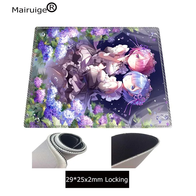 Mairuige аниме девушка ReZERO большая скорость коврик для мыши игровой коврик для мыши Противоскользящий натуральный резиновый игровой коврик для мыши с запирающим краем