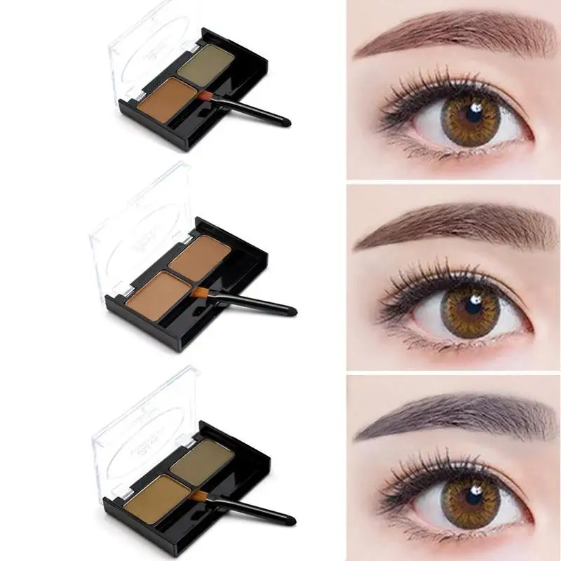 

2 Color Eyebrow Powder Palette Waterproof Eyebrow Tattoo High Quality Eye Brow Dye Makeup Cake Shadow Kit with Brush