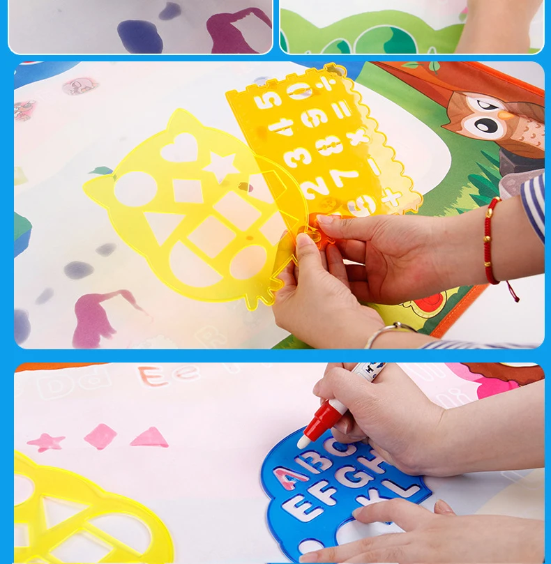 100*70 Big Size Magic Water Drawing Mat with Pens ocean Stamps Painting Board Painting Doodle Mat Educational Toys for Kids Baby