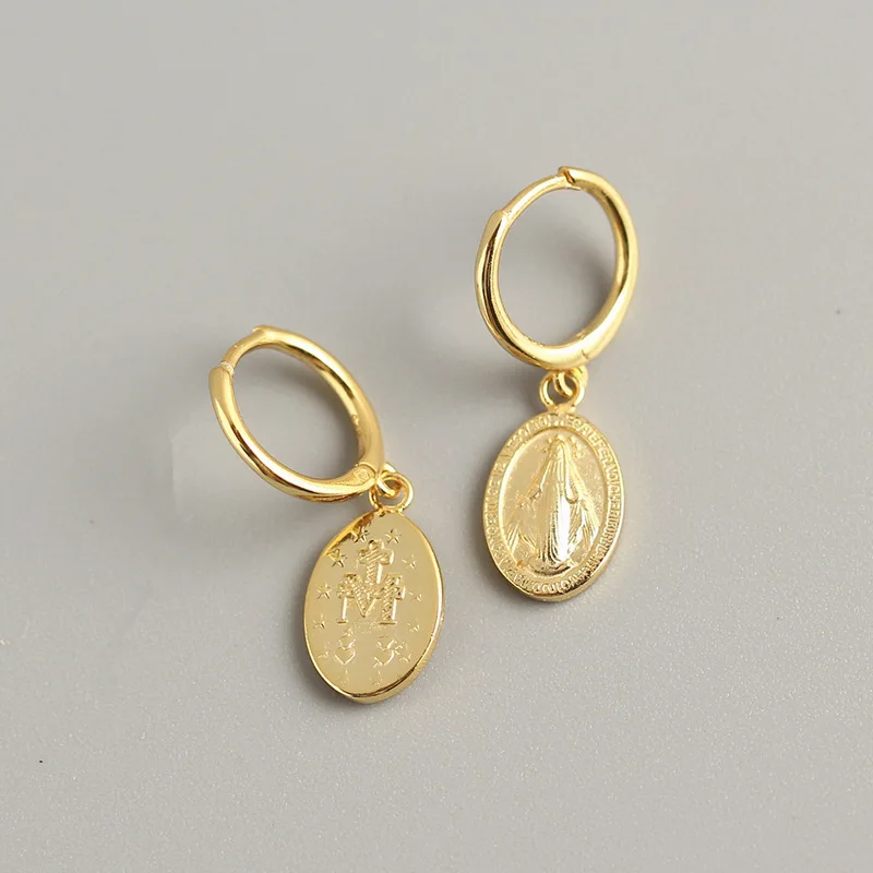 18K gold 925 пробы серебряные серьги-клипсы с монетами, простые золотые серьги с шипами для женщин, хорошее ювелирное изделие, новинка - Цвет камня: 18K gold