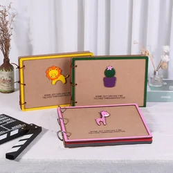 10 Inch Photo Album Creative Tether/Iron Ring Cartoon Loose-Leaf Book Wooden Cover Couple Children DIY Scrapbook Picture Album