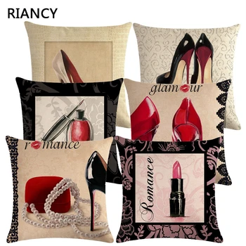 

Cosmetic High Heels Pattern Cotton Linen Throw Pillow Cushion Cover Car Home Sofa Bed Decorative Pillowcase Funda Cojin 40658