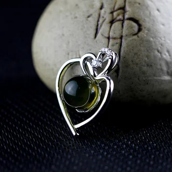 

Ms character silver product S925 pure silver jewelry wholesale contracted heart-shaped blue amber pendant