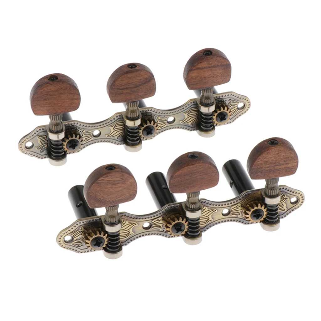 US $21.09 6 Pcs 3R amp 3L Connected Wooden Guitar String Tuning Peg Tuner Machine Head