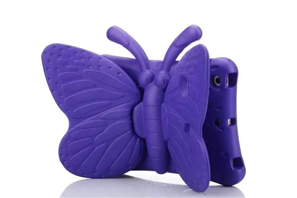 purple Силиконовый чехол EVA с бабочкой для Ipad Mini 1 2 3 4 5 7,9 детская удобная переноска ударопрочный моющийся стоячая таблетница для iPad mini 4 - Цвет: purple