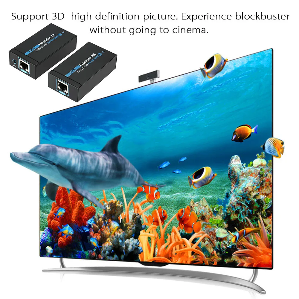 ANQ-E60 60 м HDMI удлинитель 1080p 3D приемник передатчика HDMI адаптер по Cat 5e/6 RJ45 Ethernet конвертер ЕС США штекер