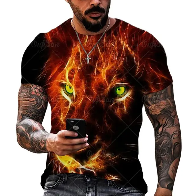 2021 New Fashion Cool T-shirt For Men’s 3D T-shirt Printing lion Short Sleeve Summer Shirt Printing T-shirt OFSM-00844