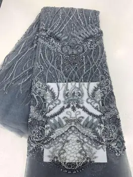 

special beaded lace fabric JIANXI.C-598802 fashionable tulle embroidery french net lace fabric with beads