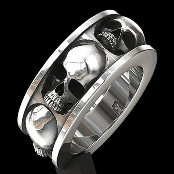 

Retro Surround Skull Men's Ring Motorcycle Band Engagement Wedding Jewellery Gothic Punk Classic Hip Hop Biker Rings Z3T359