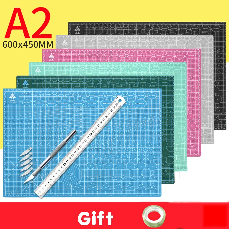 Goede A2 Snijplank Grid Line Self Healing Snijplank Craft Card Multicolor Dubbelzijdig Desktop Handleiding Cutting Pad 60*45 Cm