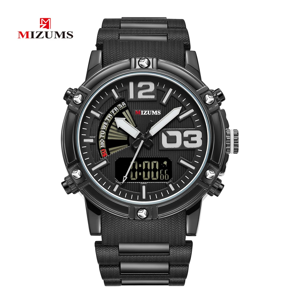 MIZUMS Quartz Analog Digital Sport Watch Men Waterproof Week Display Military Wrist Watches for Man Relogio Masculino Male Clock 5