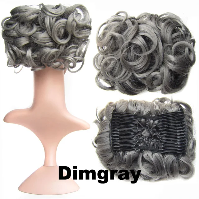 Similler короткие грязные кудрявые волосы булочка легко растягиваются расчески для волос заколки для наращивания шиньон поднос конский хвост шиньон - Цвет: Dimgray