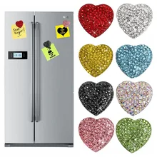 Сердце холодильник магнит стекло магнитный холодильник бриллиантовые наклейки доска для сообщений милые буквы магниты на холодильник домашний декор