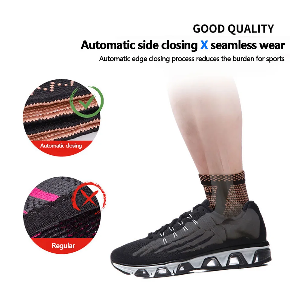 Copper Ankle Brace Compression Sleeve Support 1Pcs for Plantar Fasciitis Pain Relief