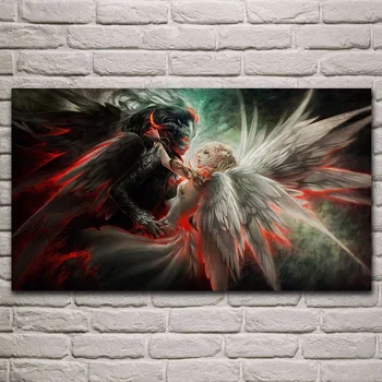 

hug angel and demon abstract mood fantasy living room decoration home wall art decor fabric posters KL838