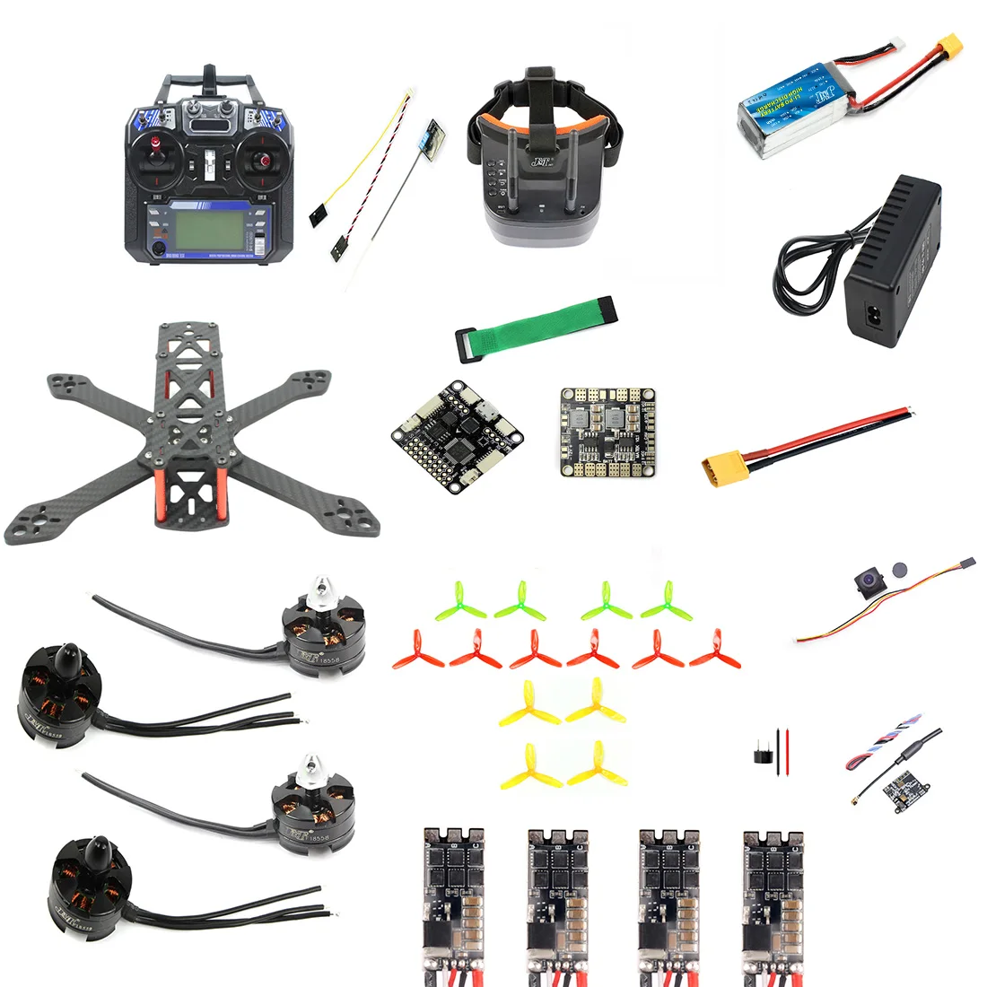 

JMT T220 DIY FPV RC Drone RTF w/ Flysky S-i6 Remote Controll F3 Flight Control 700TVL Camera 2204 2300kv 2-3s Motor Goggles