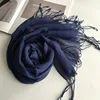 Écharpe en lin de couleur unie pour femmes, turban hijab