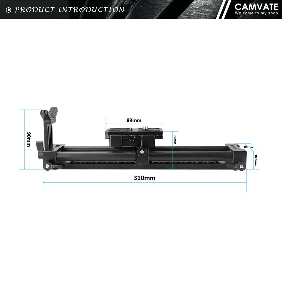 Manfrotto QR Plate With Bottom Bridge Plate & 15mm Dual Rod Sliding Rail & Lens