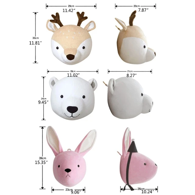 1Pc Kids Room Decoration 3D Animal Heads Wall Hanging Decor For Children Room Nursery Room Decoration Soft Install 6