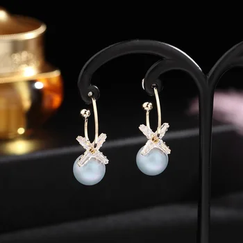 

925 Silver Needle Pearl Earrings 14k Flower Earrings Niche Earrings Fashion Temperament Wild Dongdaemun Earrings