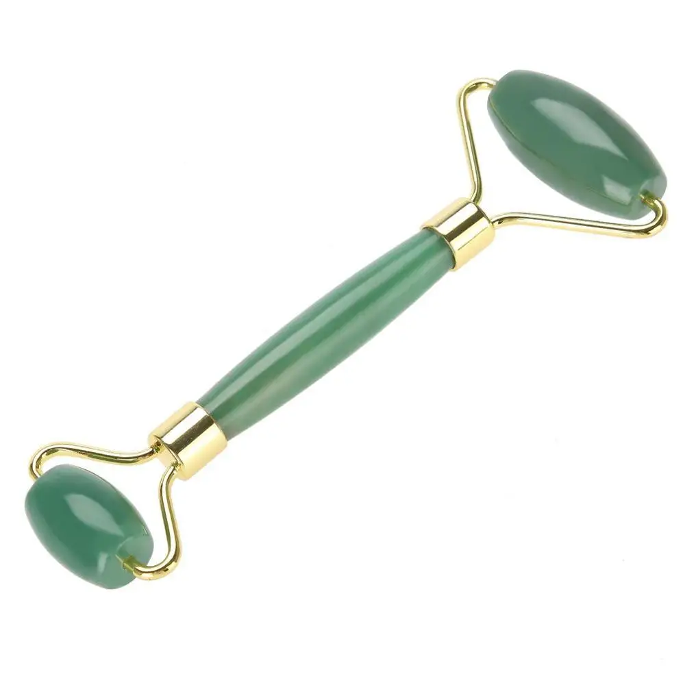 green Massager Массажный ролик для лица, массажер для лица, инструмент для лифтинга, натуральный нефрит, Двойные головки, роликовый камень для лифтинга лица, расслабляющий для красоты, уход - Цвет: green Massager