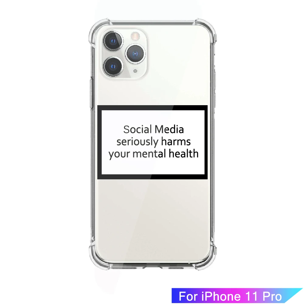 ADOTRY For iPhone X XS Max Xr 6 6s 7 8 Plus 11 Pro Fashion social media harms your mental health Soft Shockproof Phone Case |