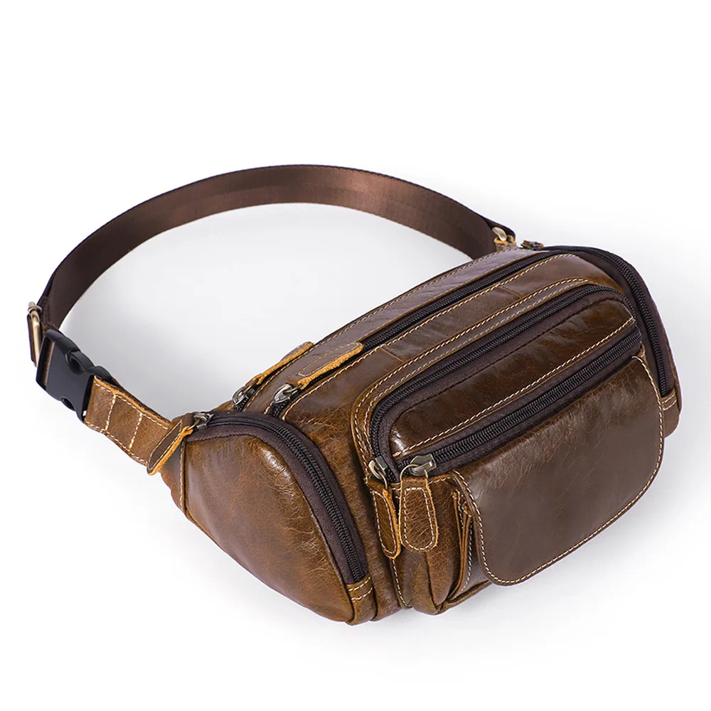 

New waist bag leather retro first layer cowhide waist cross bag small waist bag custom men's leather bag