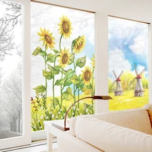 Индивидуальные Подсолнух матовая пленка непрозрачная пленка для окна ванной комнаты раздвижные двери самоклеющиеся целлофан