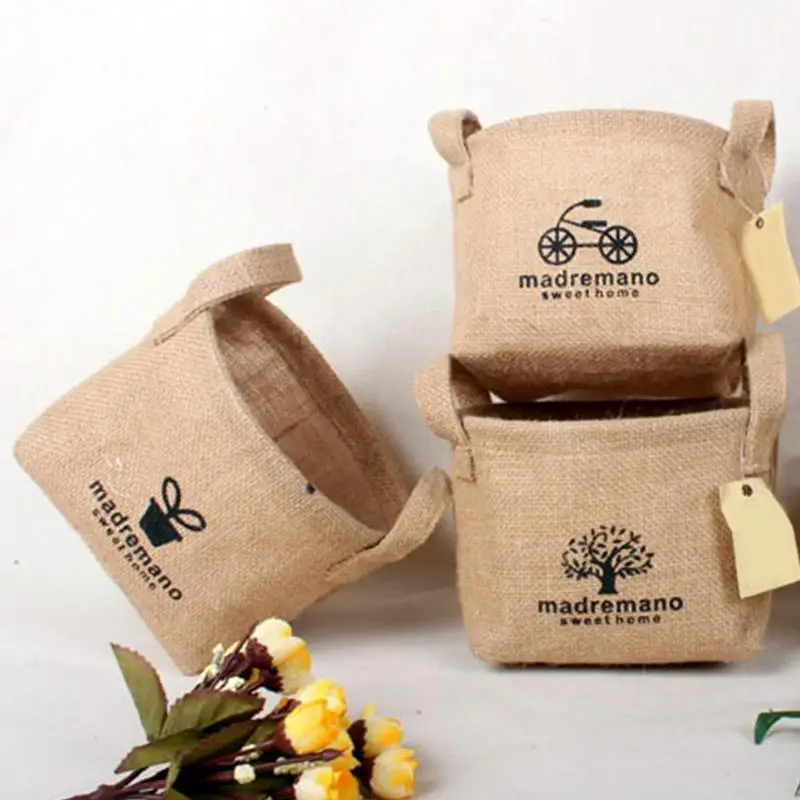 Folding Fabric Storage Box Basket Fish Storage Box Jute Basket Folding Storage Box Decor Hanging Pocket Storage Basket