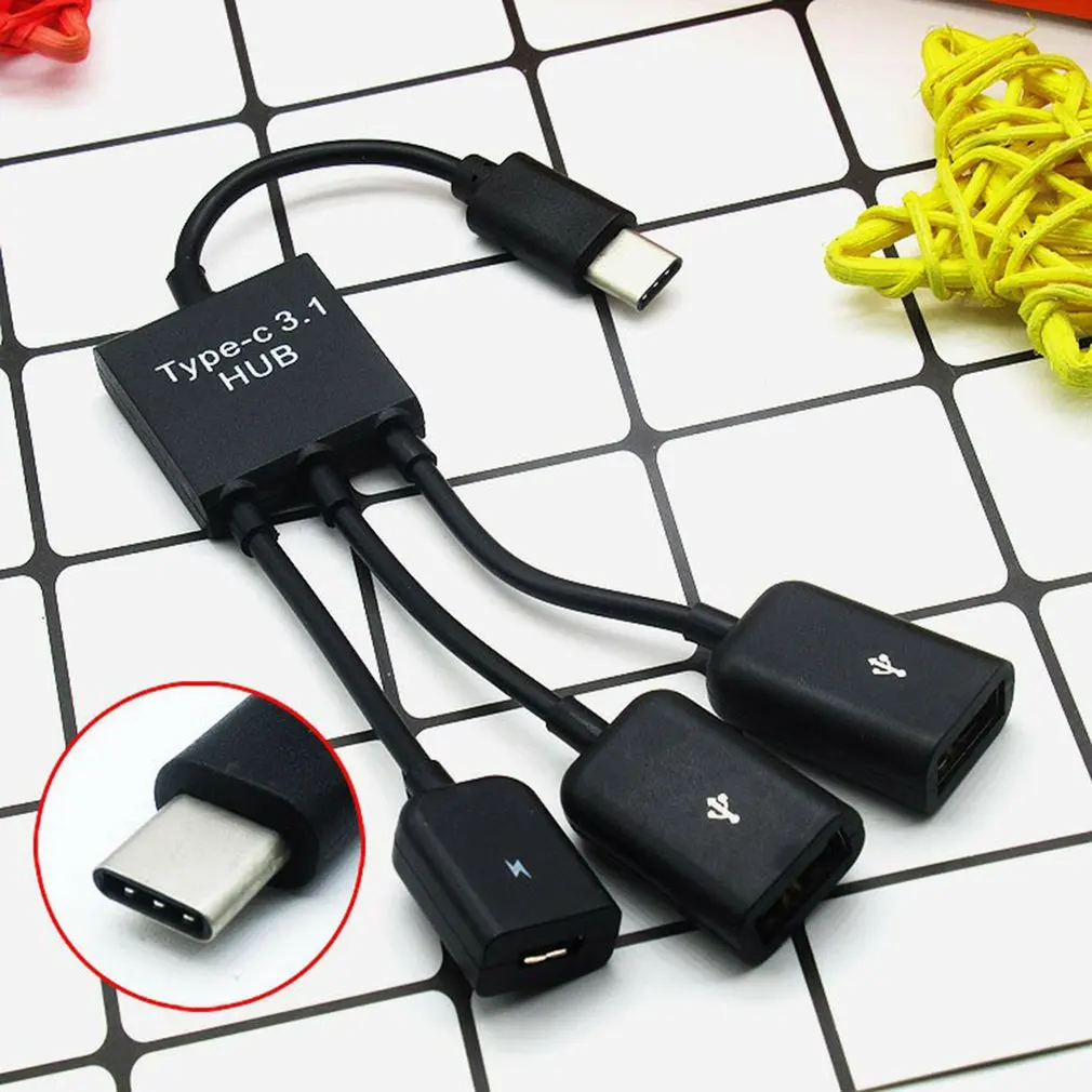 Cable adaptador OTG USB 3.1 / Hub USB tipo C para celular y tablet de 3  puertos - Tecnopura