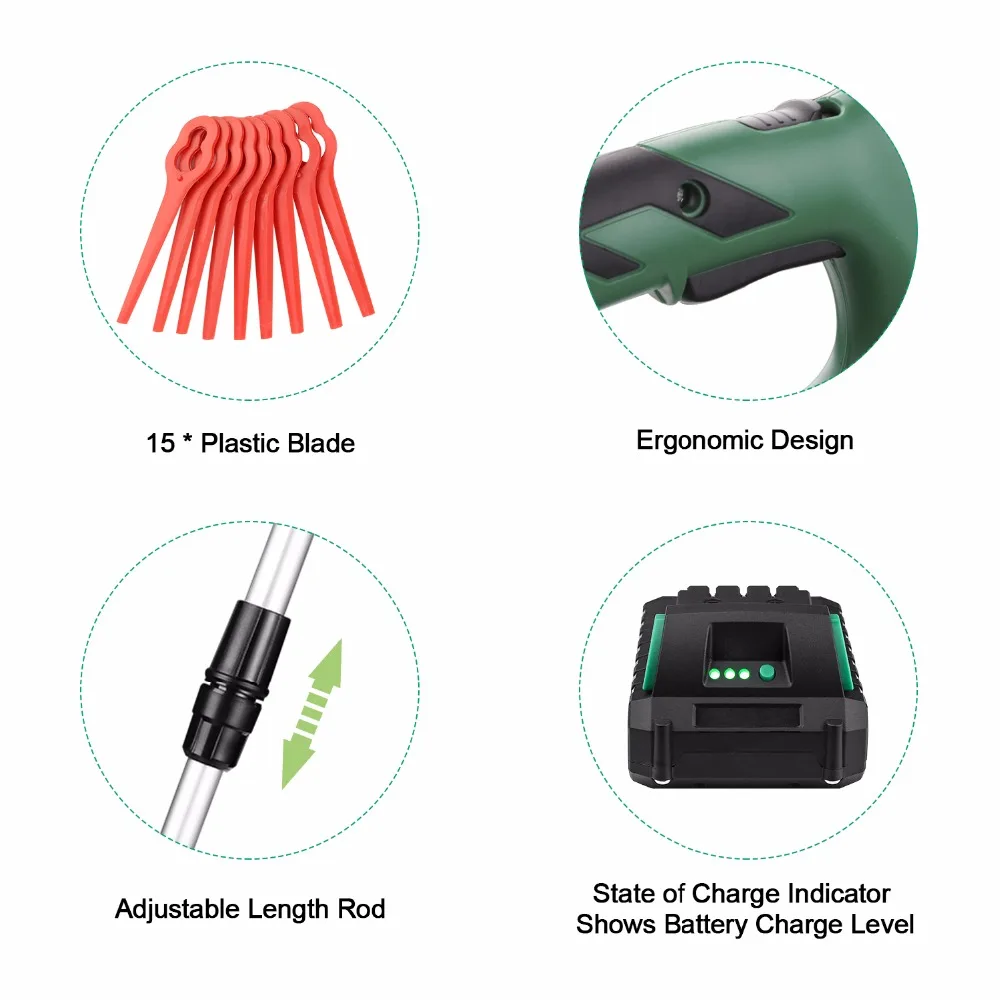 DEKO DKGT06 20V Electric Cordless Grass String Trimmer Pruning Cutter with 1500mAh Lithium Battery Pack Home DIY Garden Tools DEKO DKGT06 20V Electric Cordless Grass String Trimmer Pruning Cutter with 1500mAh Lithium Battery Pack Home DIY Garden Tools