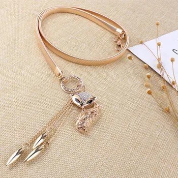 

Fashion dress with diamond decoration belt elastic tassel fine metal waist chain belt gold and silver dress belt