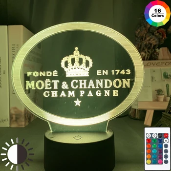 

Battery Powered Led Night Light Moet & Chandon Nightlight for Bar Room Decor Table Lamp Color Changing